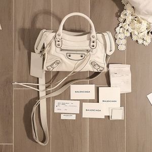 Balenciaga White Classic Mini City Bag